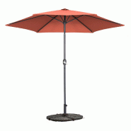 Oviala Business Parasol droit inclinable 3m et 4 dalles lestées aluminium terracotta - marron aluminium 115210 Oviala Business Parasol droit inclinable 3m et 4 dalles lestées aluminium terracotta - marron aluminium 115210