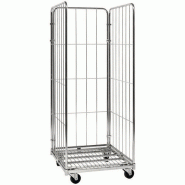 Roll conteneur 3 côtés grandes mailles - capacité 500 kg - structure acier électrozingué