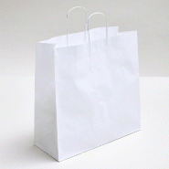 Sac kraft blanc poignées torsadées 35x14x35 cm - par 50