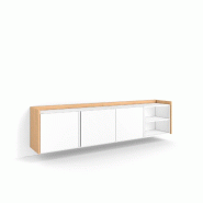 SKRAUT HOME Meuble TV, Banc Télé, 207x50x35 cm, Pour les TV jusqu'à 80", Suspendu, Mural, Blanc et Chêne Soft - blanc Bois manufacturé 748_5