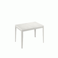 Stones Table basse pliante grand format - Structure et plateau en verre martelé fumé, design géométrique carré moderne 90 x 90 x 35 cm - blanc m�