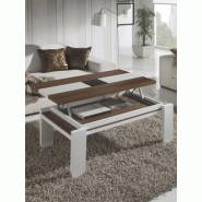 Table basse relevable blanc et noyer contemporaine lucy