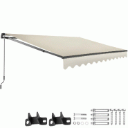 Tectake Store banne ORNELLA à bras articulé et support mural - 300 x 250 cm, beige - 406131 - beige polyester 406131