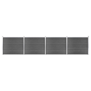 Vidaxl ensemble de panneau de clôture wpc 699x146 cm noir 3070461