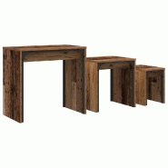 VidaXL Table basse 3 pcs Bois ancien Bois d'ingénierie Modèle Helios Signature Plus - 8721288900180
