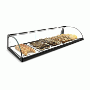 Vitrine neutre à poser - 1 niveau - 840 mm - verre trempé - E4 | Sayl Barcelona - Avec lumière LED