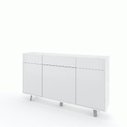 AQA Design Buffet VENBRUK avec 3 portes/3 tiroirs en mélamine blanc pierre/blanc brillant L.164 P.41 H.92 MP07048 - multicolore Bois manufacturé MP0