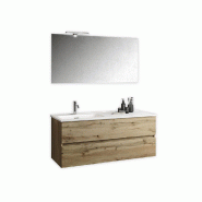 AQA Design Composition de la salle de bain en mélamine baignoire à gauche ORIZON chêne L.121 P.46,5 H.190 MPOR42-QUE - marron Bois manufacturé MPO