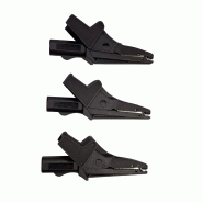 CHAUVIN ARNOUX - Jeu de 3 pinces crocodiles noires pour contrôleurs de machine, de tableaux et appareils électrodomestiques portables (PAT) CA 6155