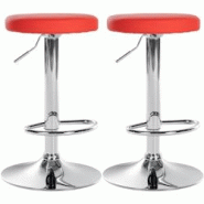 CLP Lot de 2 tabourets de bar Ponte en similicuir Rouge/Métal chromé - rouge polyester 323489 CLP Lot de 2 tabourets de bar Ponte en similicuir Rouge/Métal chromé - rouge polyester 323489