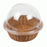 Corbeille ronde effet osier aveccloche coulissante en polypropylène Ø36x10cm