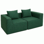 Décoshop26 - Canapé 2 places modulable 2 modules d'angle 195 x 97 cm en tissu vert 04_0009296 - 3000267405324