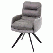 Décoshop26 - Chaise de salle à manger fauteuil lounge avec accoudoir confortable rotative en tissu gris clair 04_0002246 - gris 3000262632695 Décoshop26 - Chaise de salle à manger fauteuil lounge avec accoudoir confortable rotative en tissu gris clair 04_0002246 - gris 3000262632695