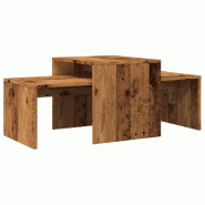 Décoshop26 - Lot de 2 tables d'appoint gigognes 100 x 48 x 40 cm bois d'ingénierie marron effet vieilli DEC040202 - marron Bois massif 3000264802638