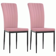 Décoshop26 - Set de 2 chaises de salle à manger en tissu velours rose couture décorative et cadre en fer noir DEC025581 - noir 3000255325924 Décoshop26 - Set de 2 chaises de salle à manger en tissu velours rose couture décorative et cadre en fer noir DEC025581 - noir 3000255325924