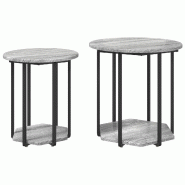 Ensemble de tables d'appoint avec étagère 2 pcs Gris Modèle Aero Design Pro - 869717