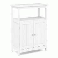 Helloshop26 - Armoire de rangement de sol pour salle de bain 60 x 30 x 80 cm avec étagère ajustable design moderne en MDF blanc 20_0010292 - 3000226