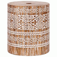 Helloshop26 - Base de parasol carrée style balinais décoratif jardin 34 x 34 x 40 cm en bois massif blanc lavé 02_0058831 - blanc Bois massif 30002