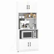 Helloshop26 - Buffet de cuisine espace de rangement 65 x 38 x 168 cm avec station de charge intégrée style moderne en bois blanc 20_0010803 - blanc