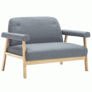 Helloshop26 - Canapé 2 places de salon salle de séjour maison intérieur tissu gris clair 02_0019640 - gris Bois massif 3001009588008