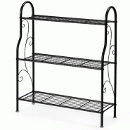 Helloshop26 - Support de plantes à 3 niveaux 72 x 25 x 85 cm organisateur multifonctionnel classique et élégant en métal noir 20_0019498 - 3000232