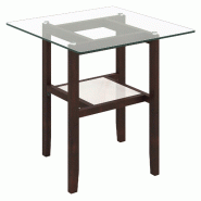 Helloshop26 - Table d'appoint carrée 61 x 61 x 62 cm pratique à 2 niveaux design moderne en verre trempé marron 20_0014061 - marron verre 300022806