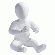 Mannequin Enfant Assis 6 Mois–1 An Blanc Laqué - Fibre de Verre - Posture Naturelle et Élégante