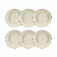 Ogo Living - Lot 6 assiettes creuses ora 15.5cm en porcelaine beige - 3256391053171