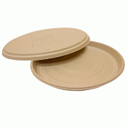 Plat à pizza en bagasse naturelle Ø35,7x3,3cm - par 150