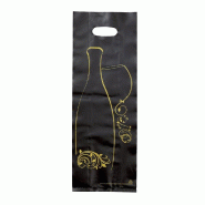 Sac 2 bouteilles noir PEHD - poignées découpées simples - 16x8x46cm - par 50