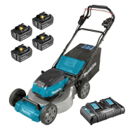 Tondeuse auto-tractée 36 V  2 x 18 V Li-Ion 5 Ah (4 batteries) Système Mulching MAKITA DLM462PT4