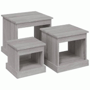 VidaXL Tables basses 3 pcs sonoma gris bois d'ingénierie Modèle Sirius Ligne - 816494