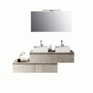 AQA Design Composition de salle de bain en mélamine, double lavabo 8 pièces, ASTRA avana L.180 P.45 H.190 MPAS20-AVP - beige Bois manufacturé MPAS2