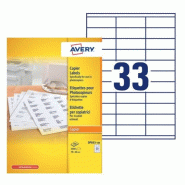 AVERY 3300 étiquettes blanches, format 70 x 26 mm (100 feuilles A4 / cdt) - 3266557270267