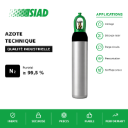 Azote technique SIAD - Applications industrielles variées - Inertage, découpe laser, purge, gonflage, pressurisation