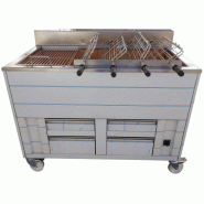 Barbecue portugais en inox 4 broches rotatives et 1 grille fixe L1300 mm | Impormartinho - 380 Barbecue portugais en inox 4 broches rotatives et 1 grille fixe L1300 mm | Impormartinho - 380