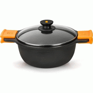 Casserole Pinti Inox Efficient en fonte d’aluminium avec revêtement antiadhésif, couvercle en verre, noir, 32 cm - 2951432