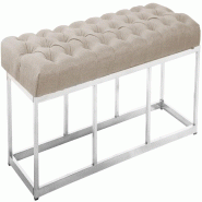 Décoshop26 - Banc capitonné rembourré 120 cm tissu crème avec structure en acier inoxydable design contemporain 10_0008567 - inox 3000266723412