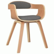 Décoshop26 - Chaise à manger bureau en bois courbé et tissu gris clair DEC025166 - gris 3000255105908 Décoshop26 - Chaise à manger bureau en bois courbé et tissu gris clair DEC025166 - gris 3000255105908