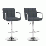 Décoshop26 - Lot de 2 tabourets de bar chaises hautes avec accoudoirs et dossier en PVC gris et acier DEC029735 - gris 3000257529153 Décoshop26 - Lot de 2 tabourets de bar chaises hautes avec accoudoirs et dossier en PVC gris et acier DEC029735 - gris 3000257529153