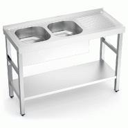 FRICOSMOS Evier à encastrer avec étagère.2C,ED 1200x500x850 mm. Dimensions cuve 340x370x150 mm. - inox 050836OST