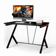 Helloshop26 - Bureau gaming 116 x 75 x 77 cm surface ergonomique cadre en métal design moderne noir 20_0019980 - noir métal 3000233242366