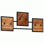 Helloshop26 - Porte-manteau mural 90 x 1 x 35 cm avec 6 crochets design contemporain salle d'entrée en bois acacia 02_0047564 - Bois massif 300023484