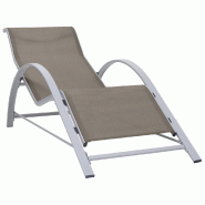 Helloshop26 - Transat chaise longue bain de soleil lit de jardin terrasse meuble d'extérieur textilène et aluminium taupe 02_0012935 - aluminium 300