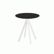 Infinity table de bistrot avec piètement blanc + plateau HPL noir Ø 70 cm