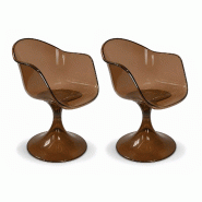 Now's Home - Lot de deux fauteuils de table resine acrylique ecorce 61x53xht80.5 glam - 3256390255118