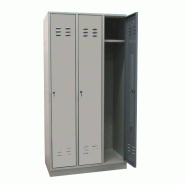 PROREGAL Armoire vestiaire ERMINE avec 3 portes | HxLxP 178x89x50cm | Gris/gris - gris métal RAD349-06