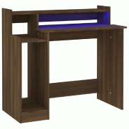 VidaXL Bureau et lumières LED Chêne brun 97x45x90 cm Bois d'ingénierie Modèle Apex Marine - marron 820477