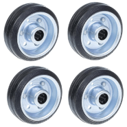 Roue 80mm 3" en caoutchouc noir avec centre en acier pressé 70kg - Lot de 4 Roue 80mm 3" en caoutchouc noir avec centre en acier pressé 70kg - Lot de 4