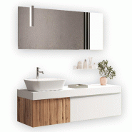 AQA Design Composition de salle de bain en MDF 7 pièces VENERE oak/matt blanc L.160 P.45 H.190 MPVE56-O1-QUE - multicolore Bois manufacturé MPVE56-O